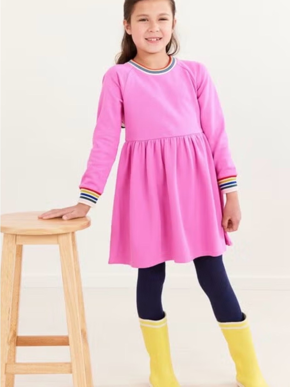 Hanna Andersson Rainbow Cuff Solid Ft Dress